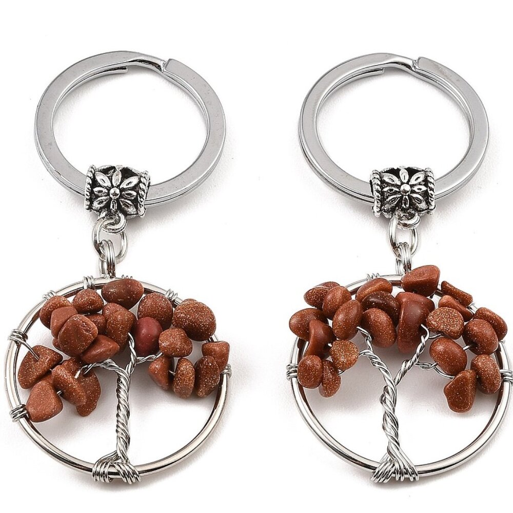 💝5/$25💖 One Goldstone handmade Wire Wrap Tree of Life Keychain or pendant
